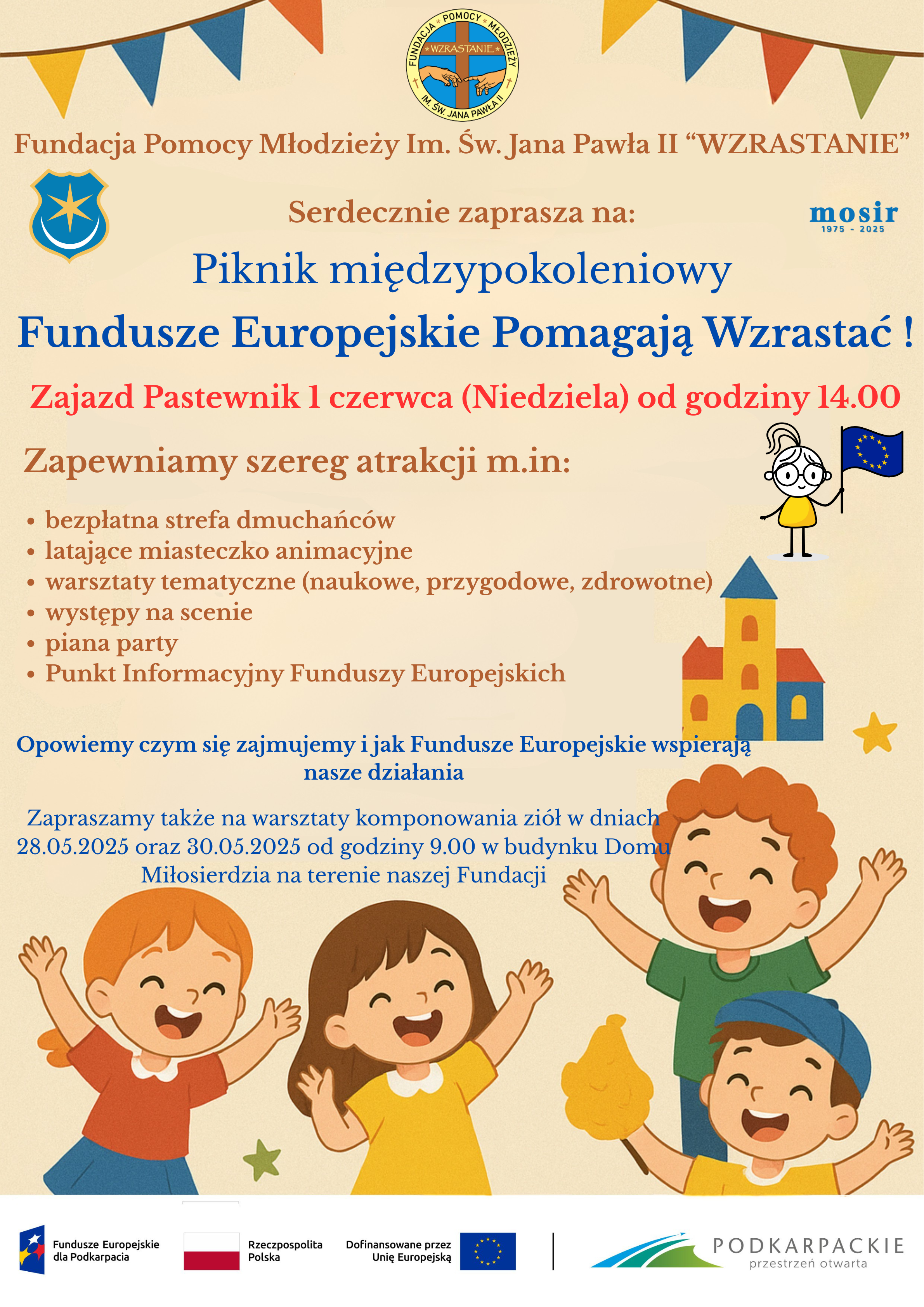 Zaproszenie na piknik międzypokoleniowy „Fundusze Europejskie Pomagają Wzrastać!”